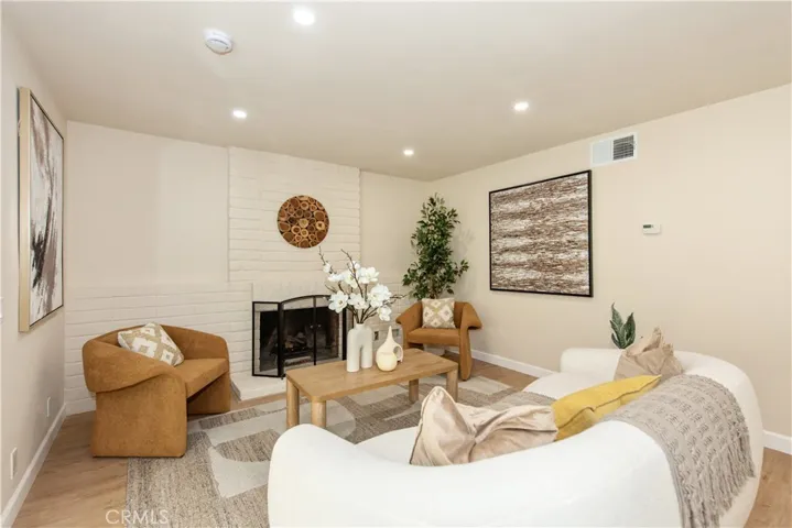 family room, fireplace