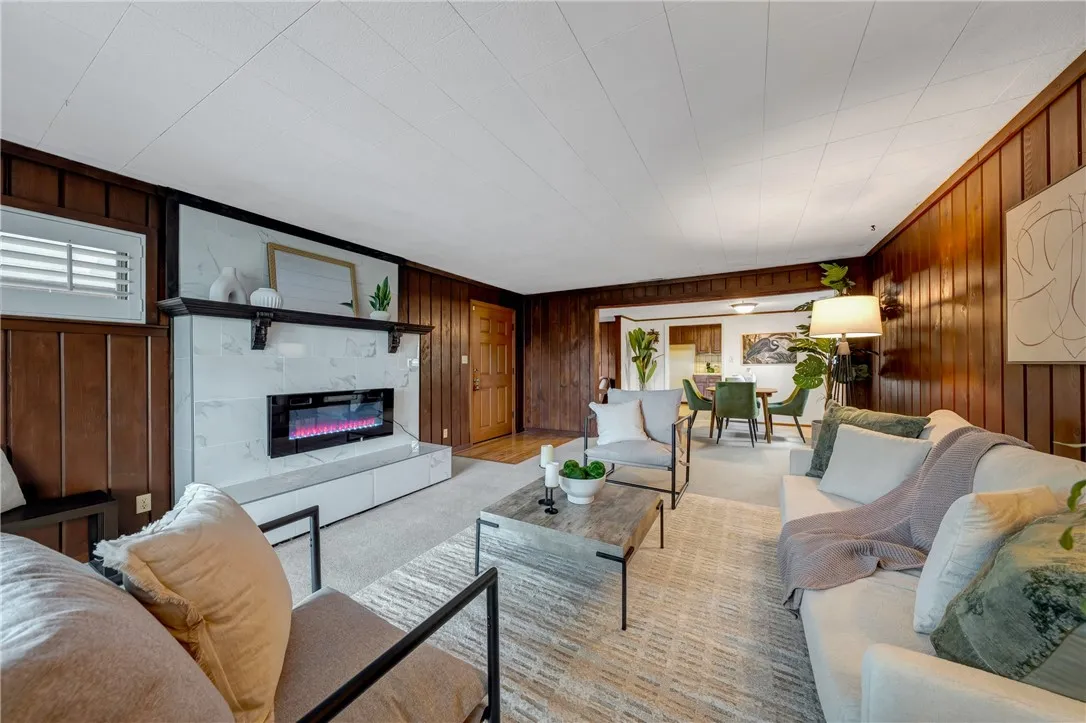 Staged - Living room with LED fireplace