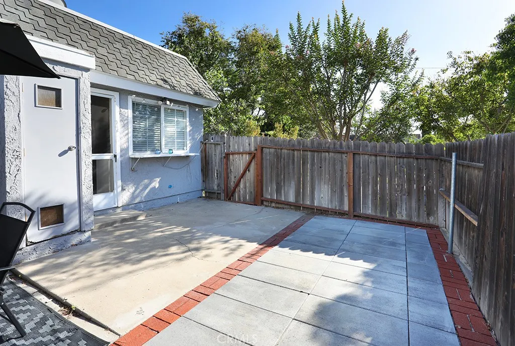 Fenced private patio area