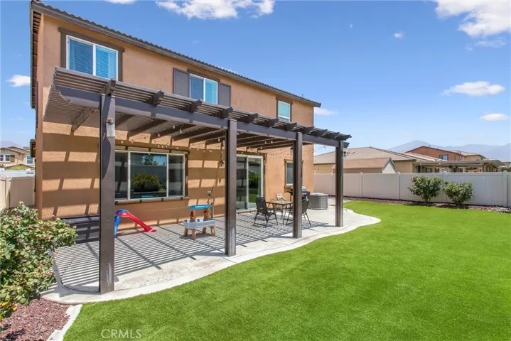 Backyard has artificial grass