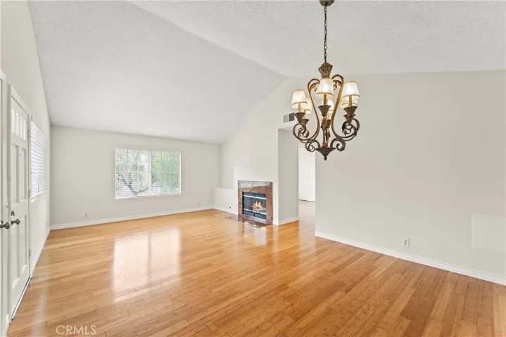 High ceiling dining area with Chandelier