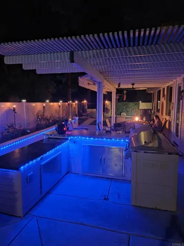 backyard lights & BBQ