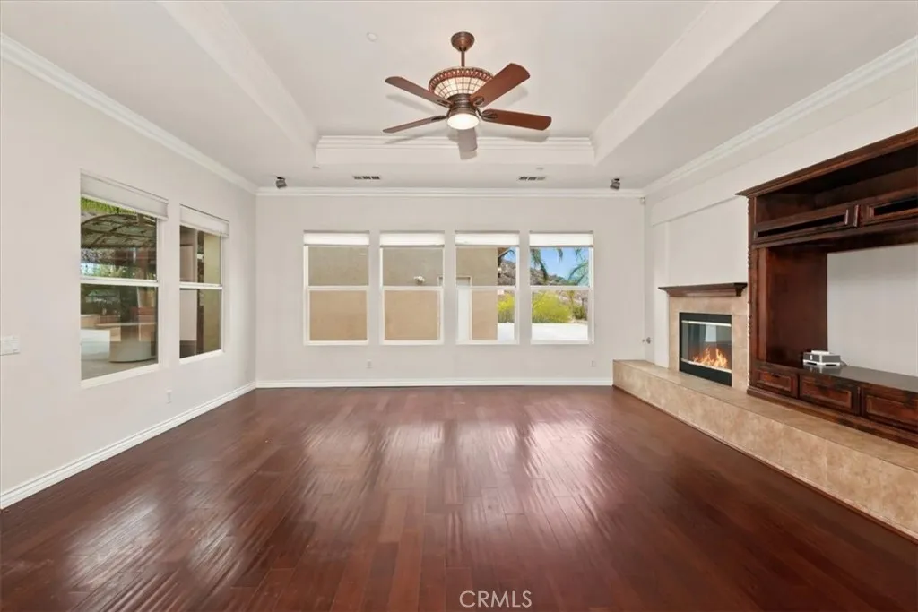 Family Room with tray ceiling
