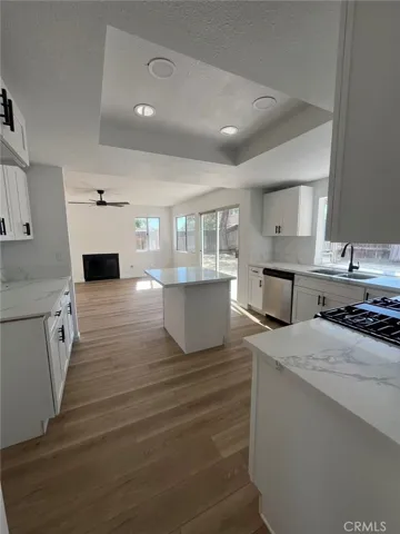 family room and kitchen