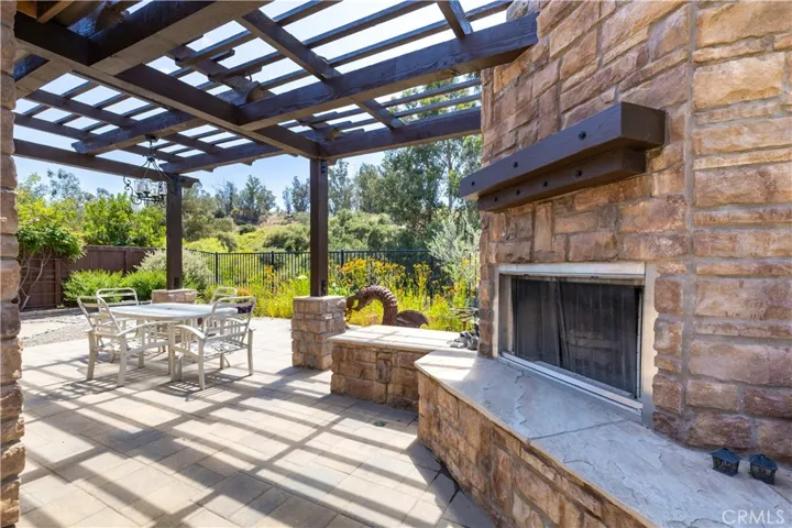 Outdoor fireplace.