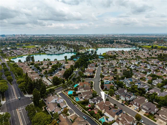Aerial view of the area showing the house