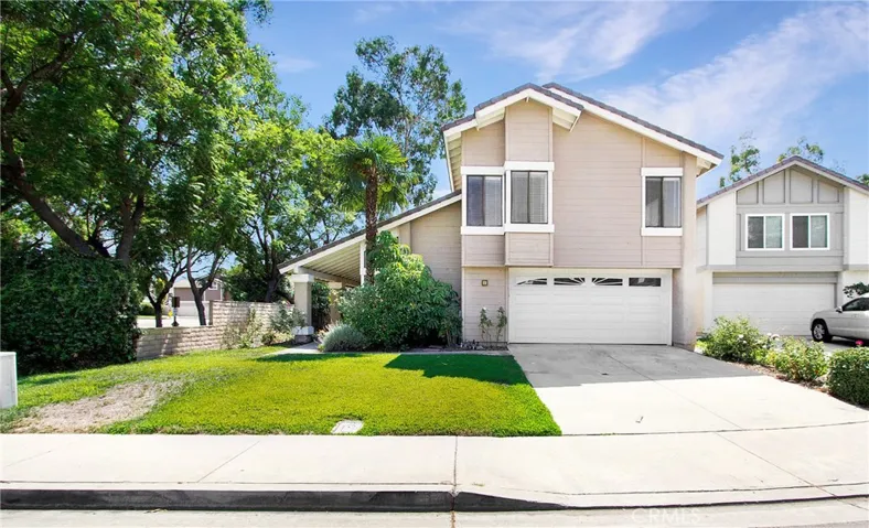 Elevation of the home-corner lot-tree lined