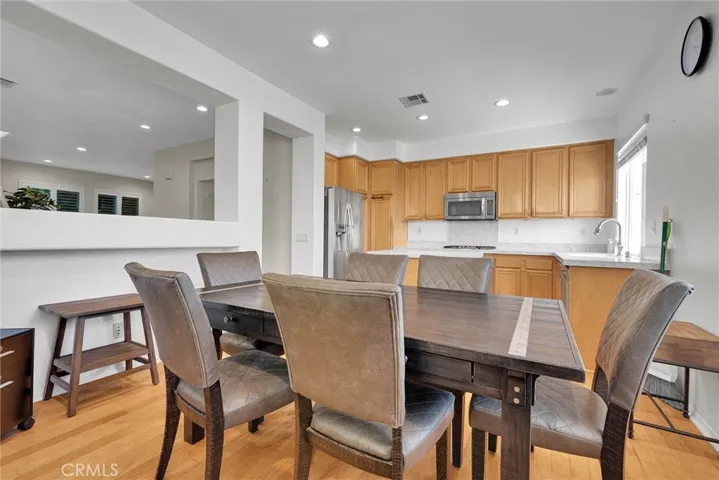 view from inside dining area toward kitchen