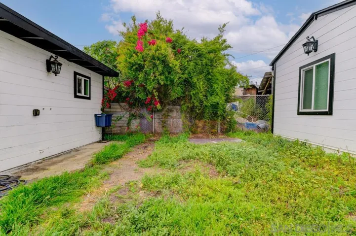 Yard space between studio and 1 bedroom units