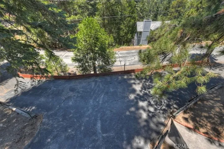 View from deck of circular driveway