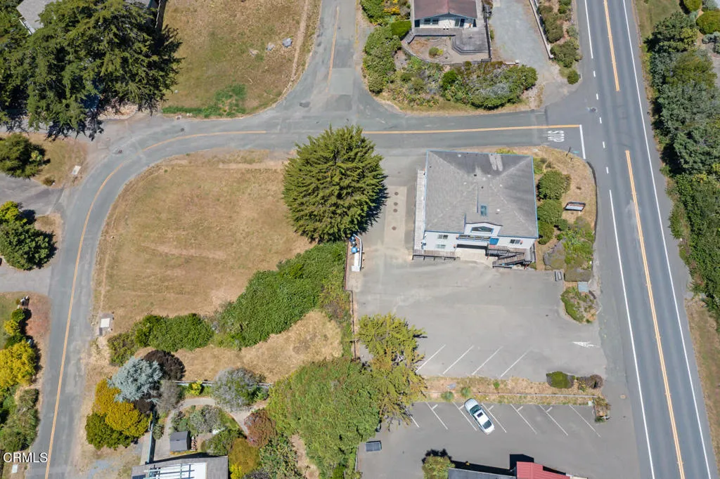 drone aerial view of lot & building
