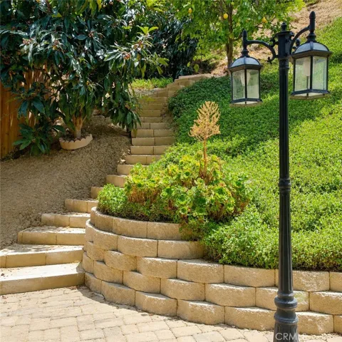 3 staircases up to yard