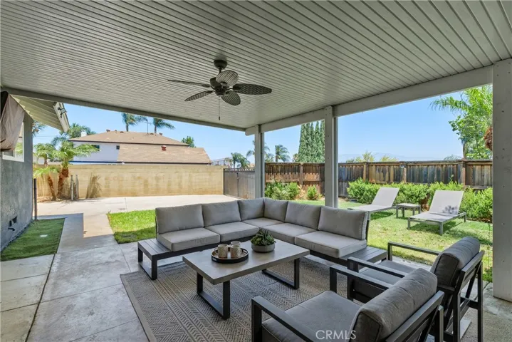 Covered Patio with virtual staging - view of RV parking