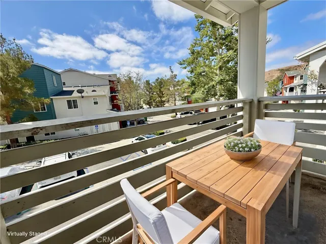 Virtually staged deck/balcony off living room
