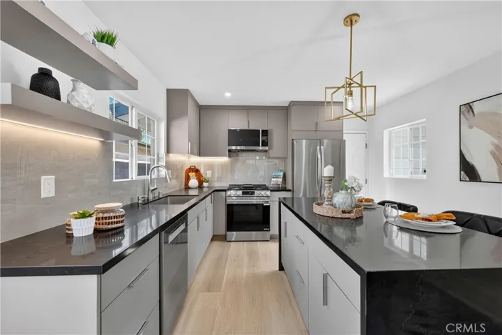 Remodeled kitchen with European cabinetry