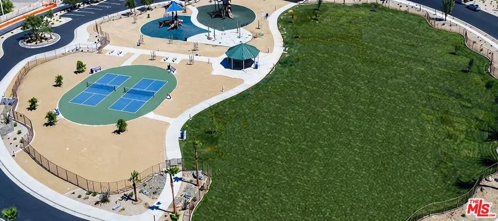 Sports courts, playground and