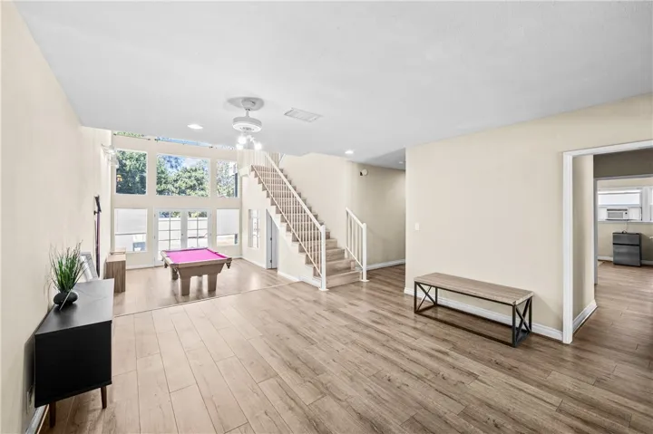 Bright interior with soaring ceilings and an open feel.