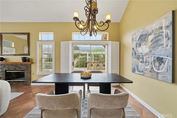 Dining area with sliding door access to the backyard