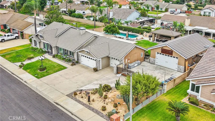 Aerial view of the front of the property.