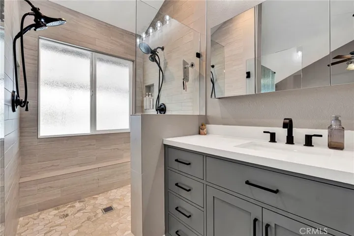 Walk-in shower in primary bathroom.