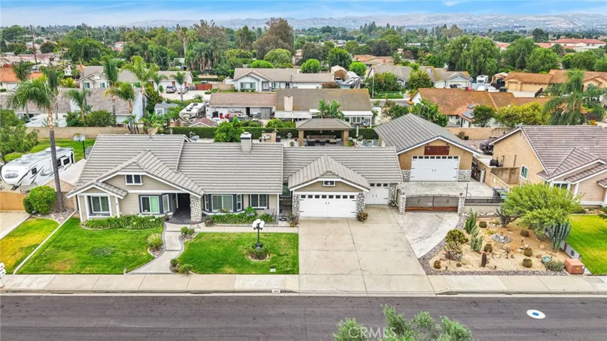 Aerial view of the front of the property.