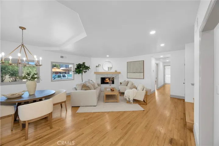 Dinning, Living Room, and Fireplace