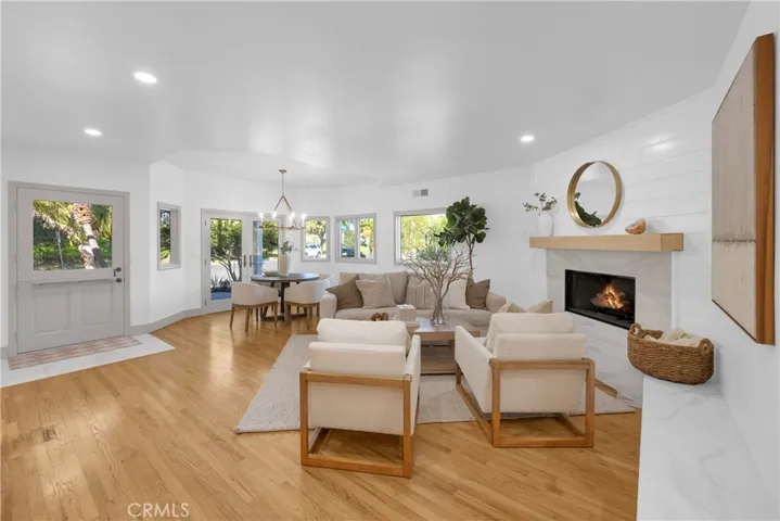 Living Room, Fireplace and Dining Room