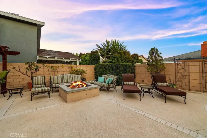 View of Firepit and Patio Furniture - Flames are digitally enhanced
