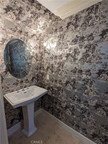 Powder room off living room