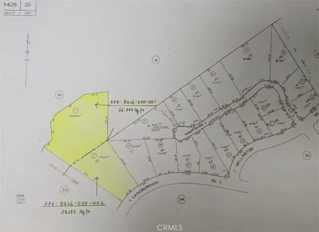 38,692 sq. ft. lot (APN #8426-035-002)+66,353 sq. ft. parcel (APN #8426-035-001), the property spans over 105,000 sq. ft. (approximately 2.41 acres)