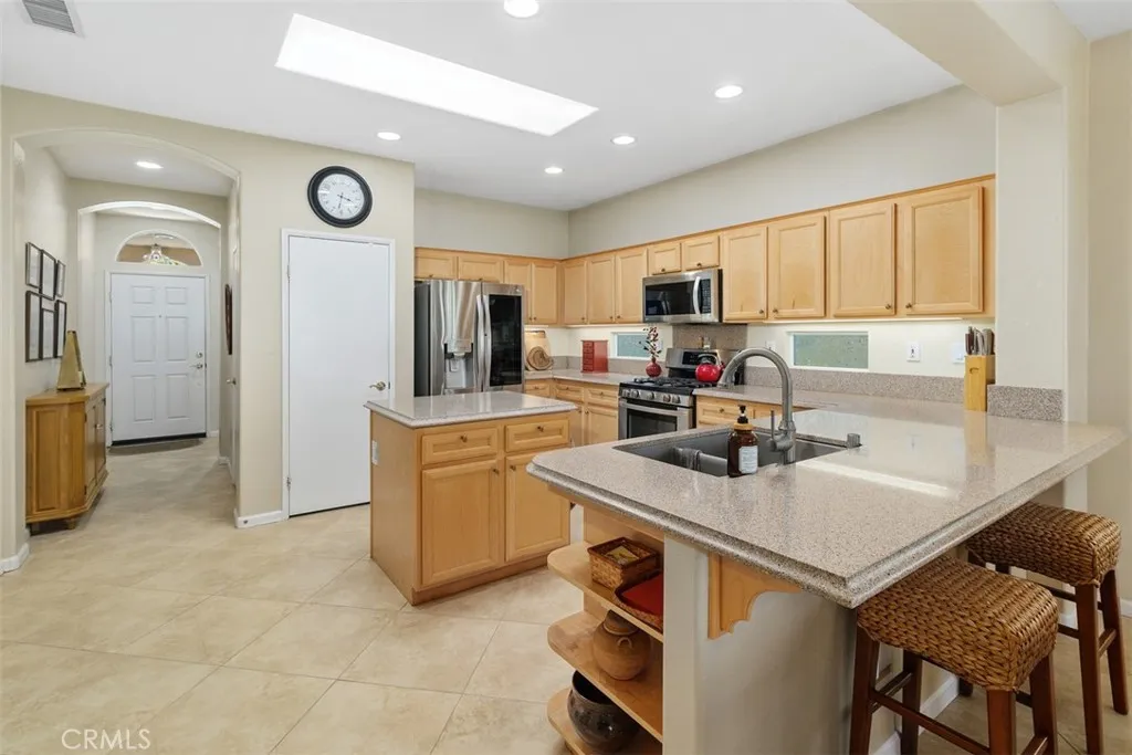 Open concept floorplan with skylight.