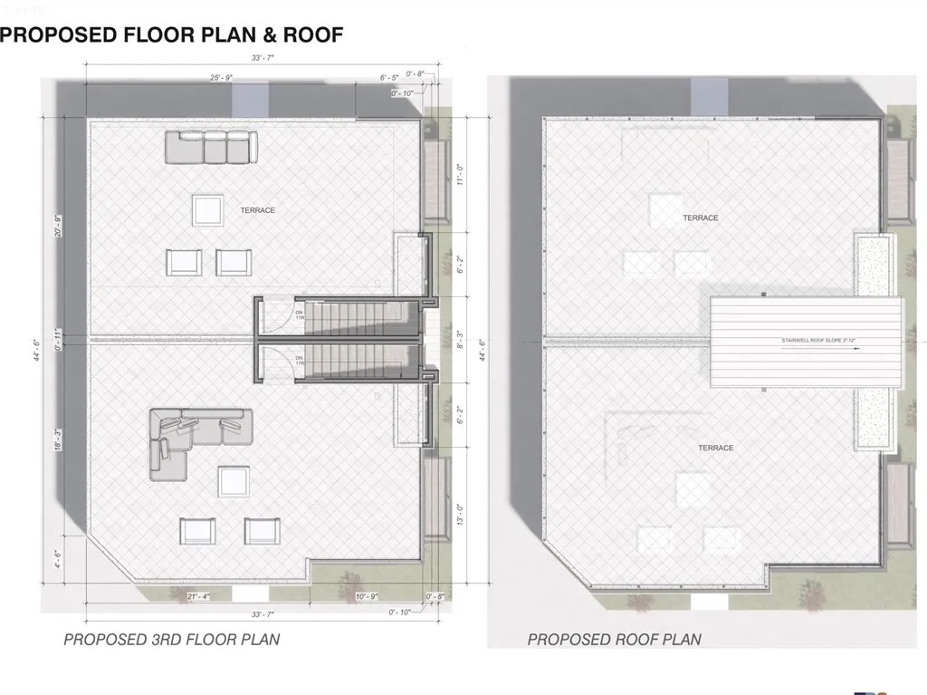 Conceptual floorplan of rooftop decks