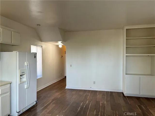 Living space with built in shelves
