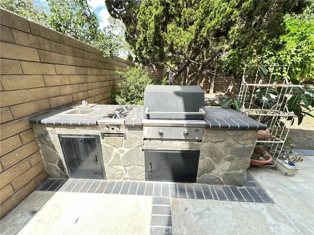 built in BBQ grill, wash sink and 2 gas burners (gas and water are ready)-- can be modified as an "outdoor kitchen"