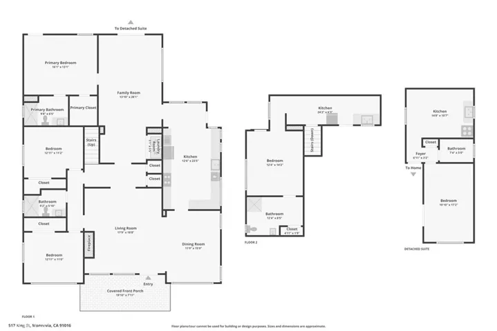 Main level, second and additional structure floor plans.
