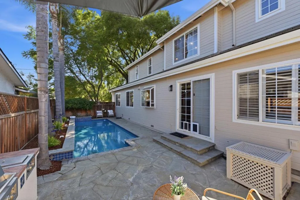 Easy access right off the family room and kitchen.
