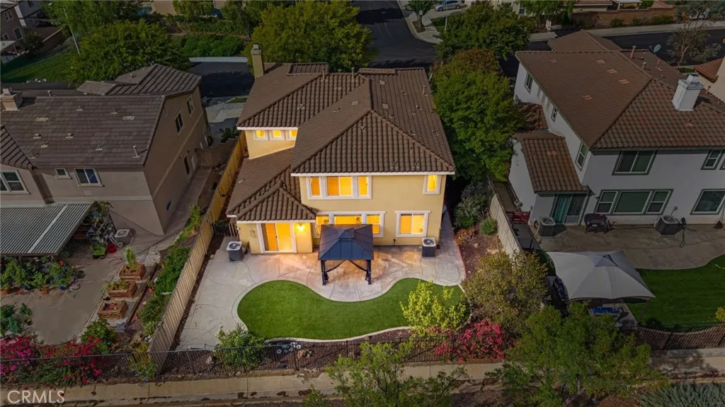 Twilight Aerial view of backyard