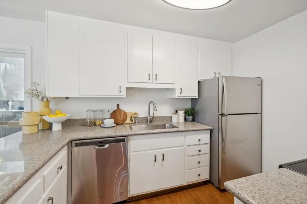 Kitchen with stainless steel appliances