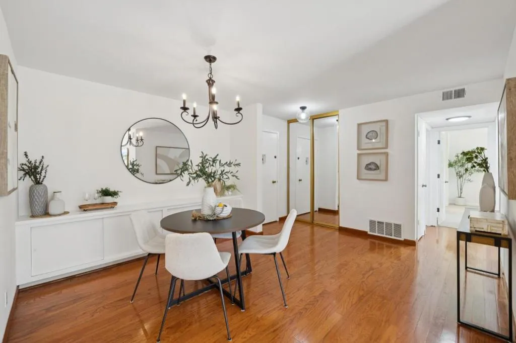 Dining area and built-in cabinets