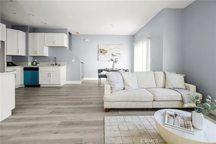 Open concept kitchen and living area