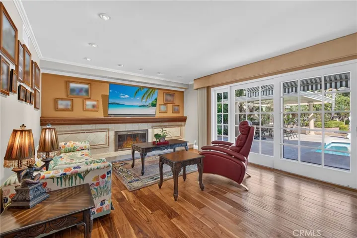 Welcoming family room with fireplace