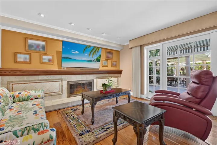 Welcoming family room with fireplace