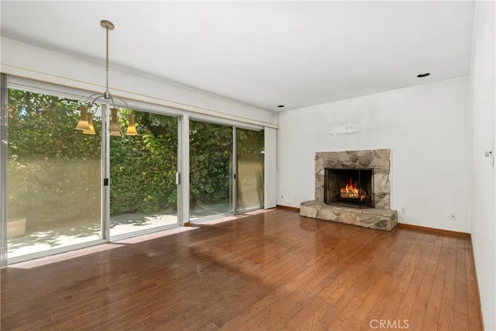 Wood burning fireplace in family room.