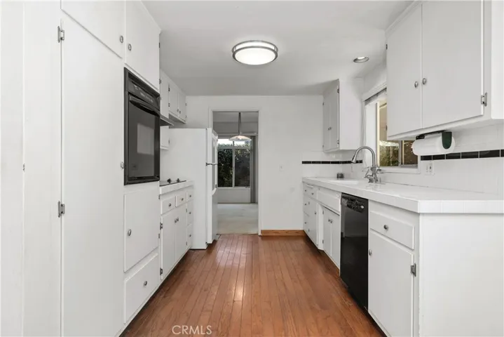 Galley kitchen.