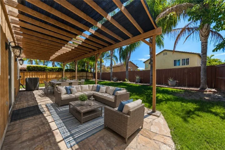 Spacious Covered Patio Perfect For Outdoor Dining And Entertaining - Digitally Staged