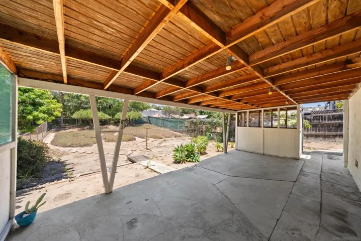 Shaded patio and potting shed
