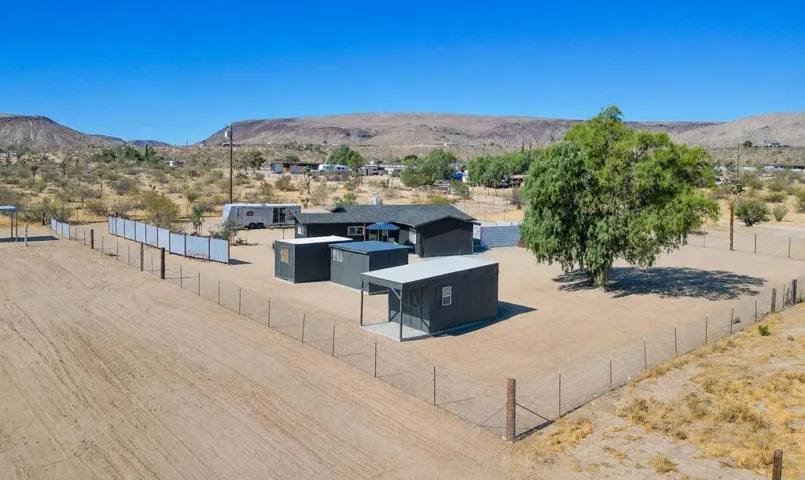 Drone side view from horse fencing area