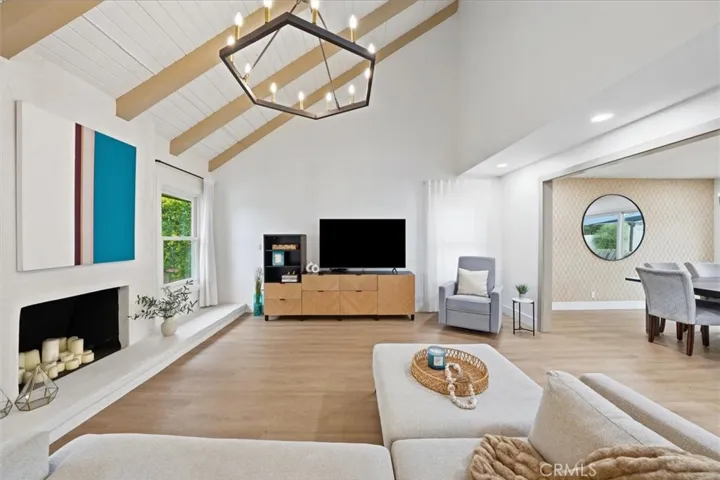 Living room opens to dining room