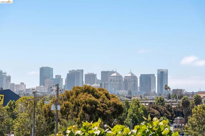 City skyline panorama featuring multiple high-rise buildings