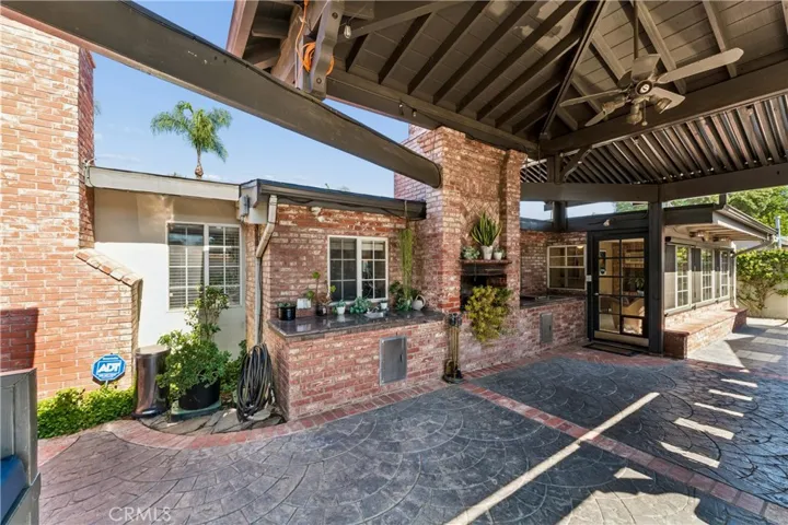 Backyard Fireplace Brick Accents
